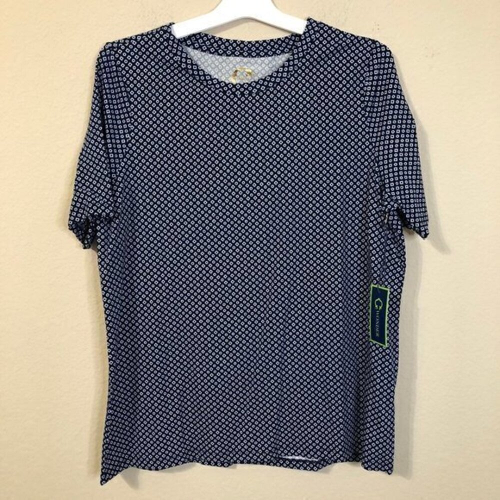 C. Wonder Top Navy Blouse Geometric Print Nautical